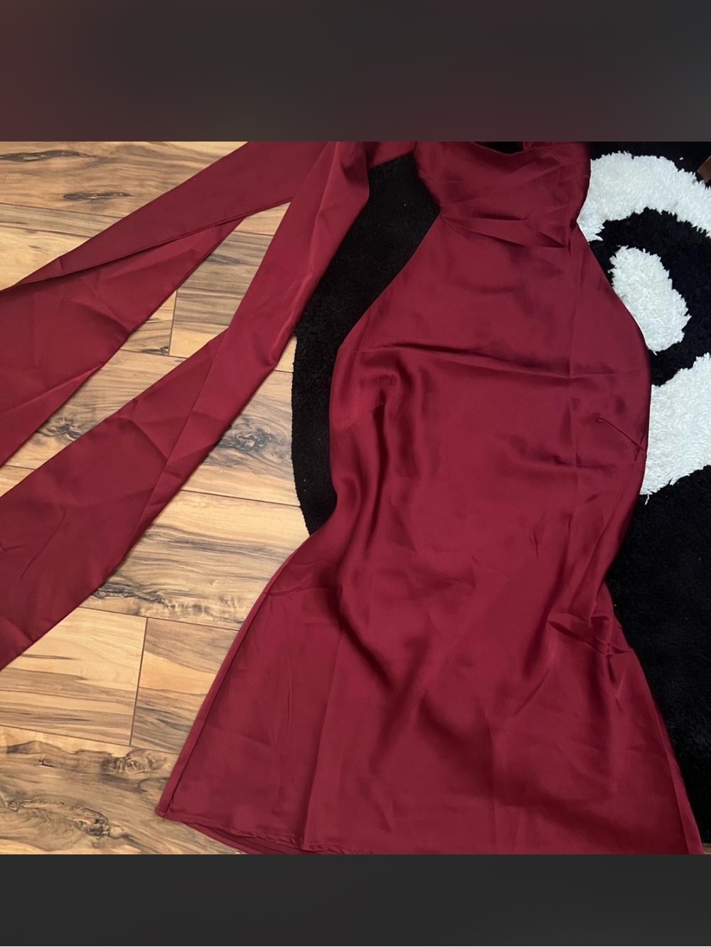 Show Me Your Mumu Burgundy Satin Mini Dress with Low Back